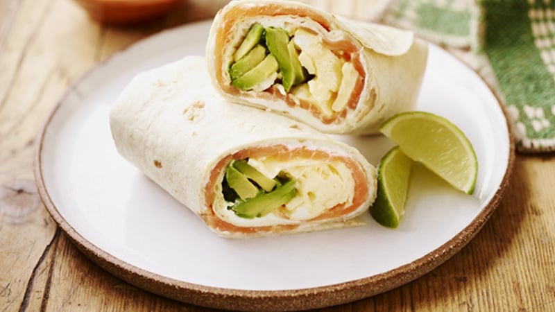 smoked salmon breakfast burritos